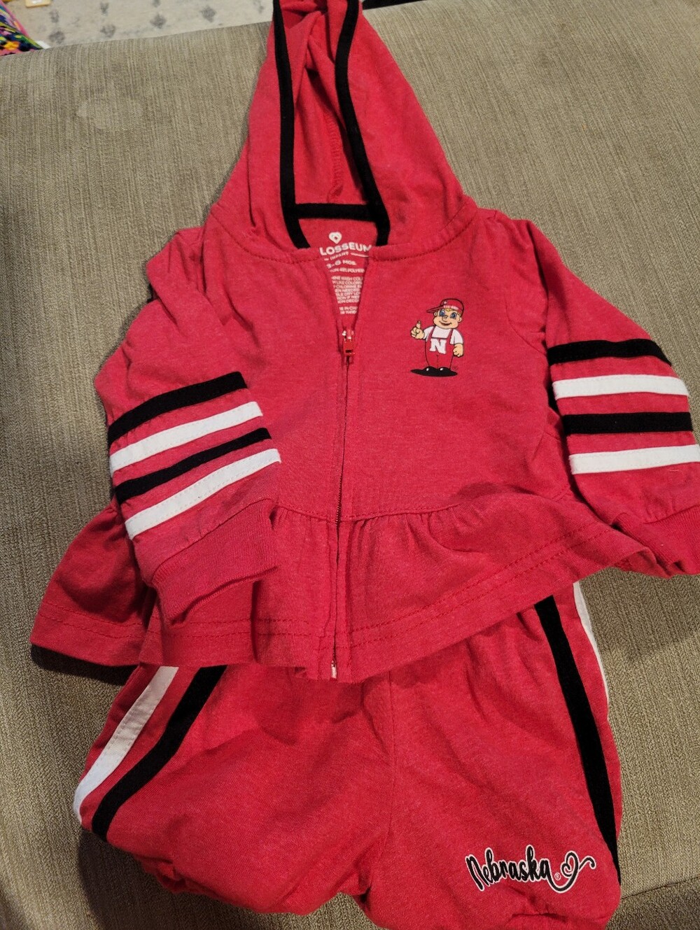 University of Nebraska Red Girls' Hoodie & Shorts Set - Infants